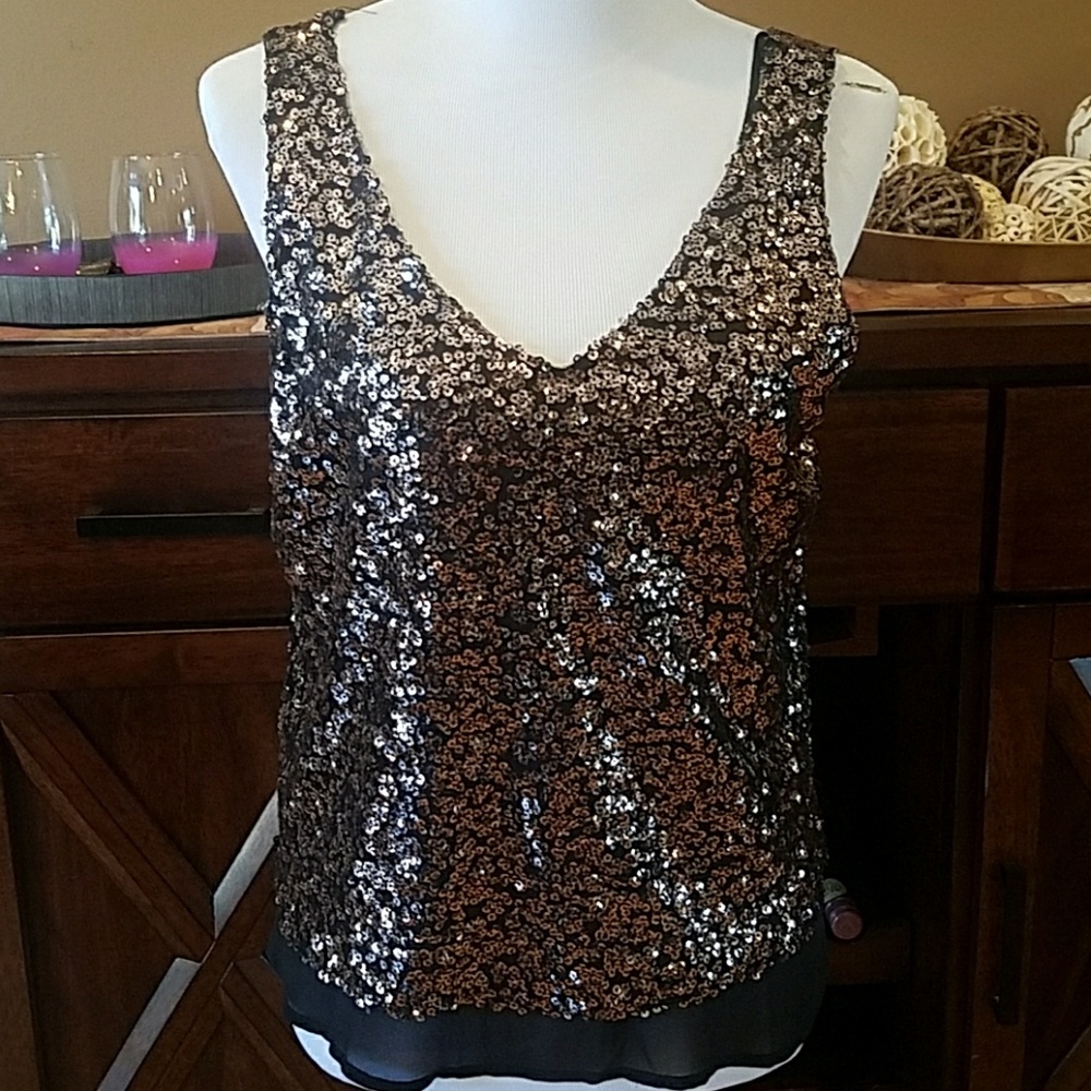 Gold Sequin and Black Tank